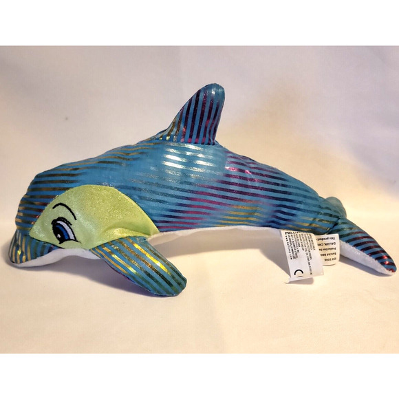 Kellytoy 2019 Dolphin Metallic Rainbow Shiny Plush - Picture 1 of 7